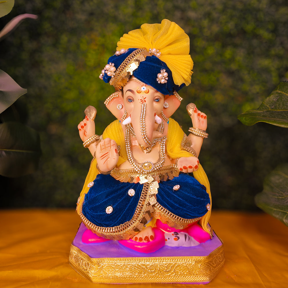 12-inch Ganesh [Blue-Gold Pheta]