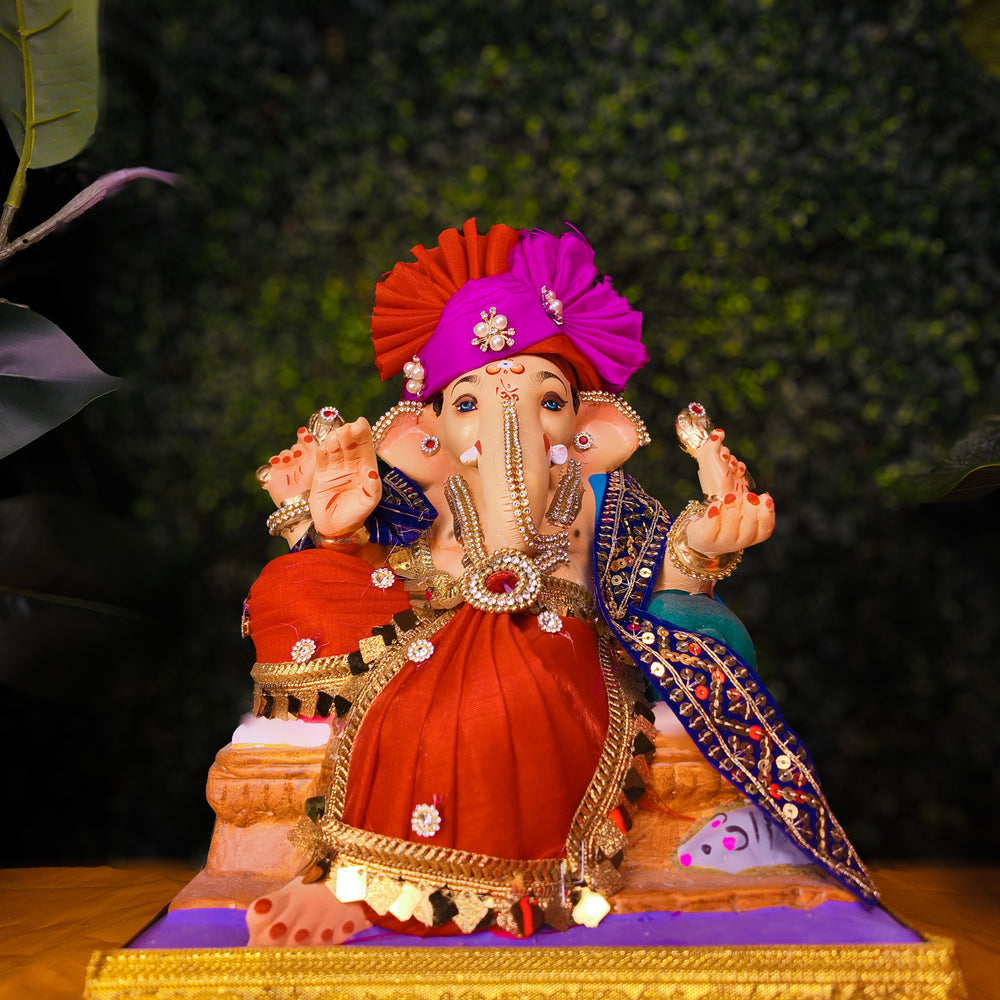 12-inch Ganesh [Red-Pink Pheta]
