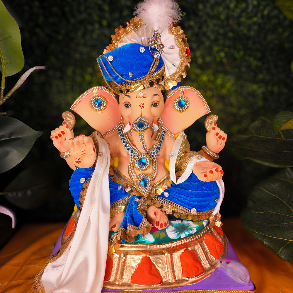 18-inch Ganesh [Blue-White Phera]