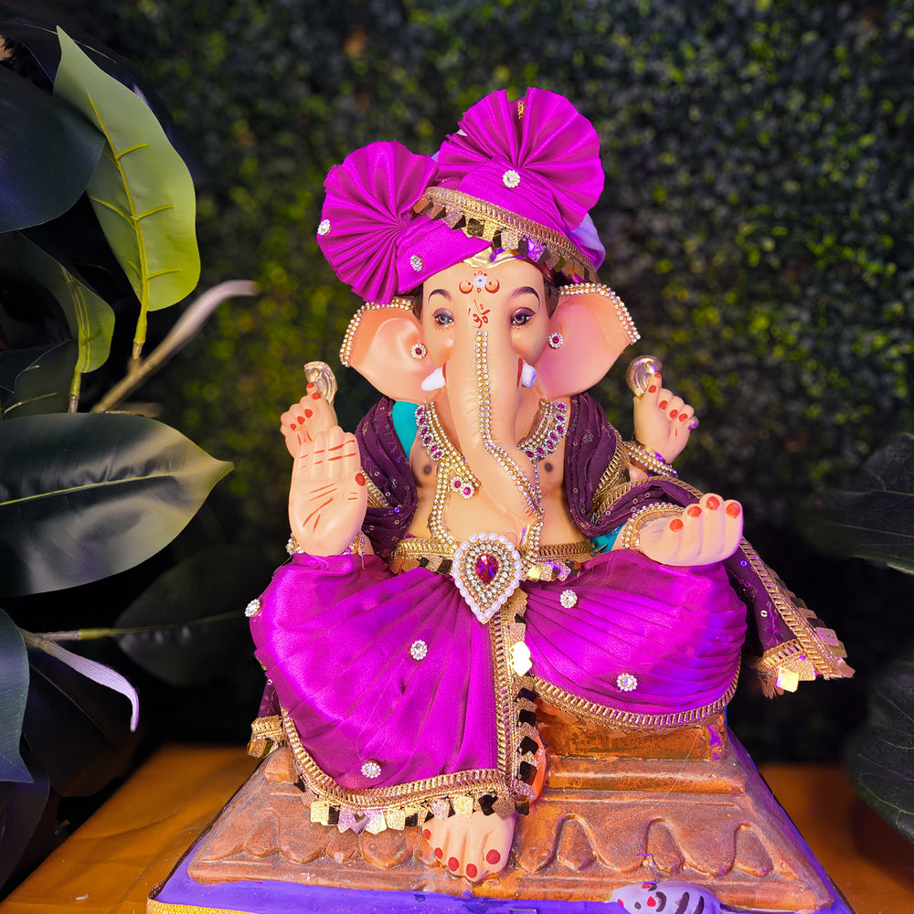 18-inch Ganesh [Pink Pheta-Dhoti]
