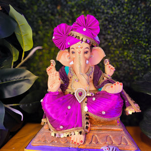 18-inch Ganesh [Pink Pheta-Dhoti]